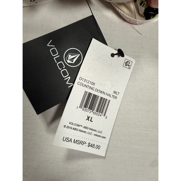 Volcom Counting Down Halter Bikini Top Size XL Floral - Picture 8 of 8